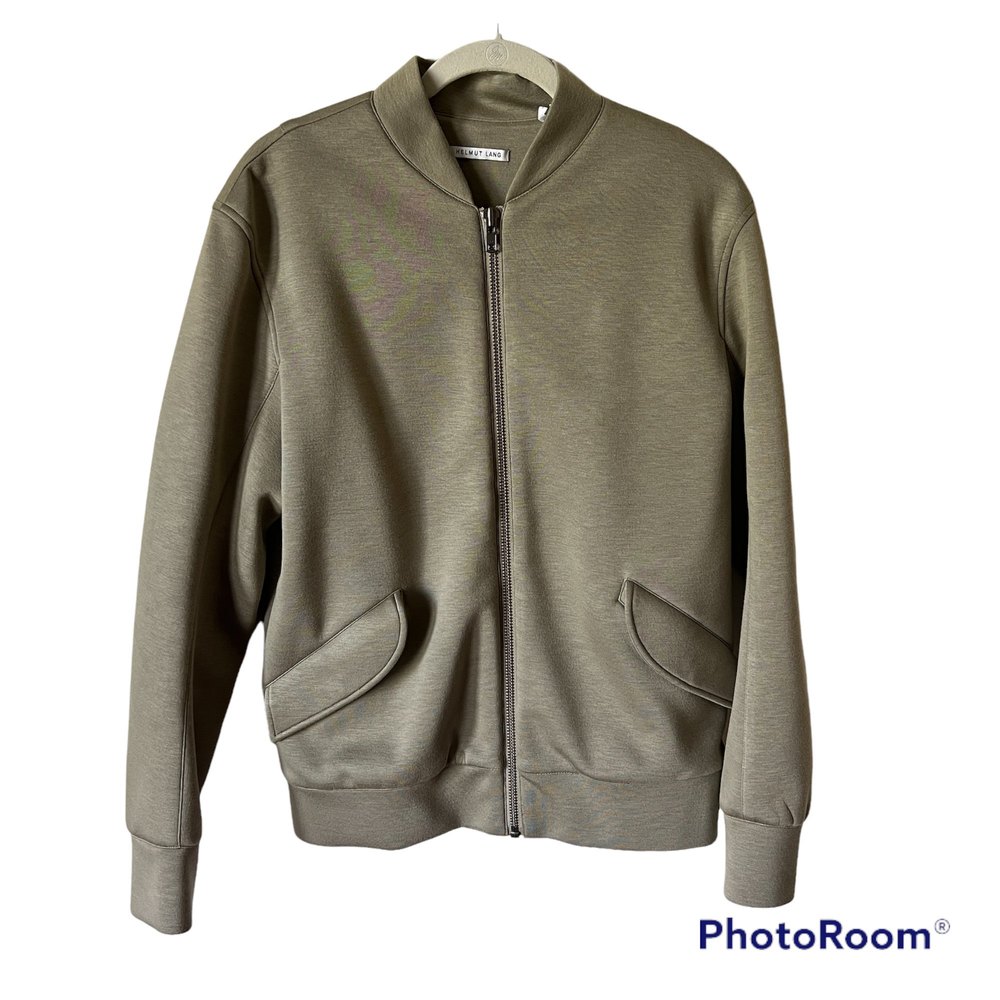 Helmut Lang Mens Bomber Style 100% Modal Zip Up Jacket Made in USA Tan S…